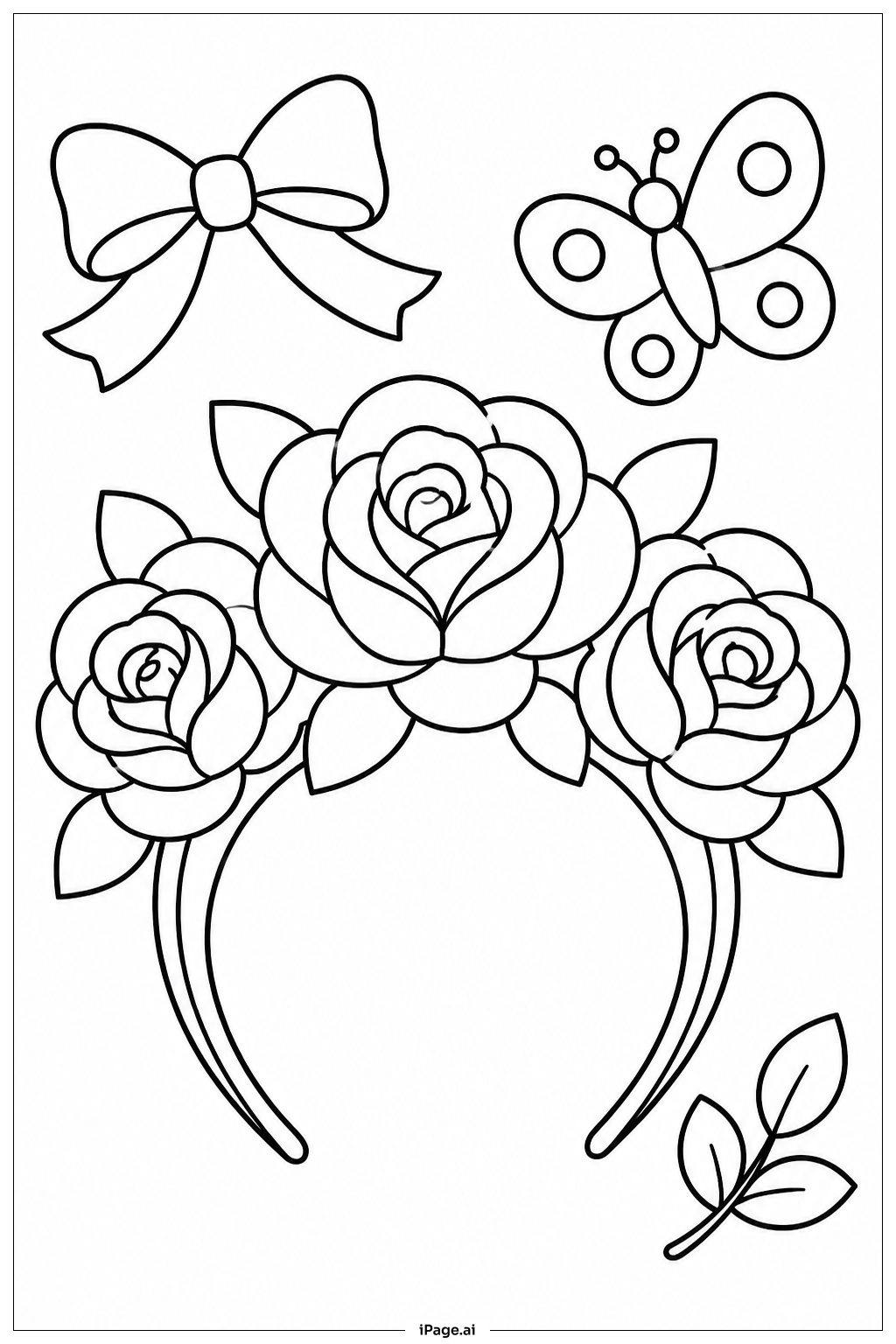 Rose Floral Crown Coloring Page