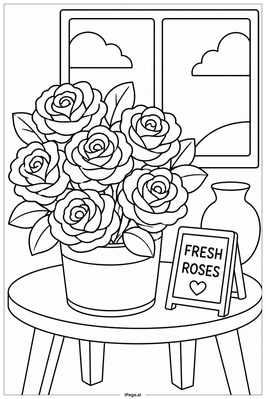 Rosengeschäft Auslage Ausmalseite