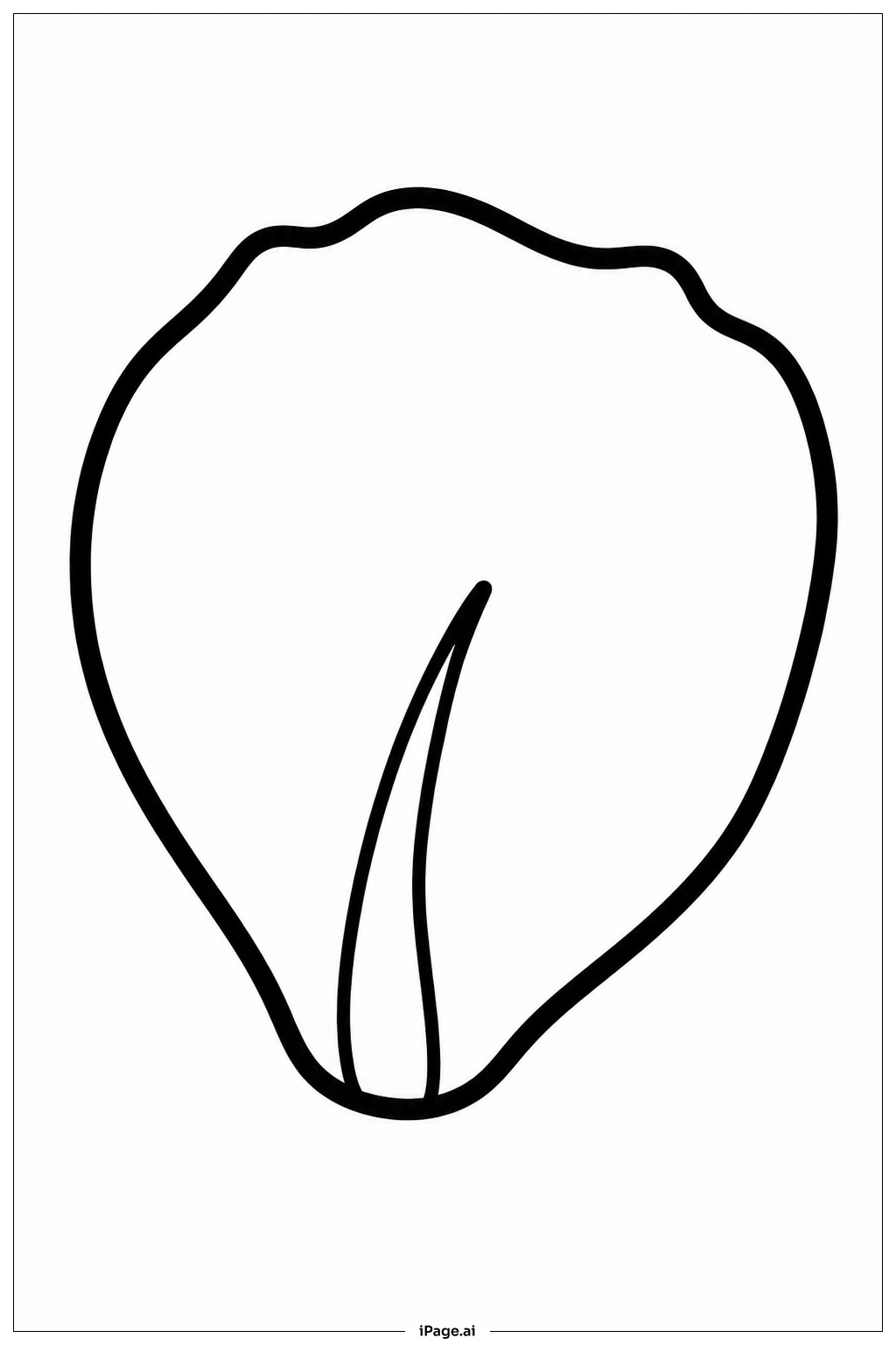 バラの一枚の花びらの塗り絵ページ