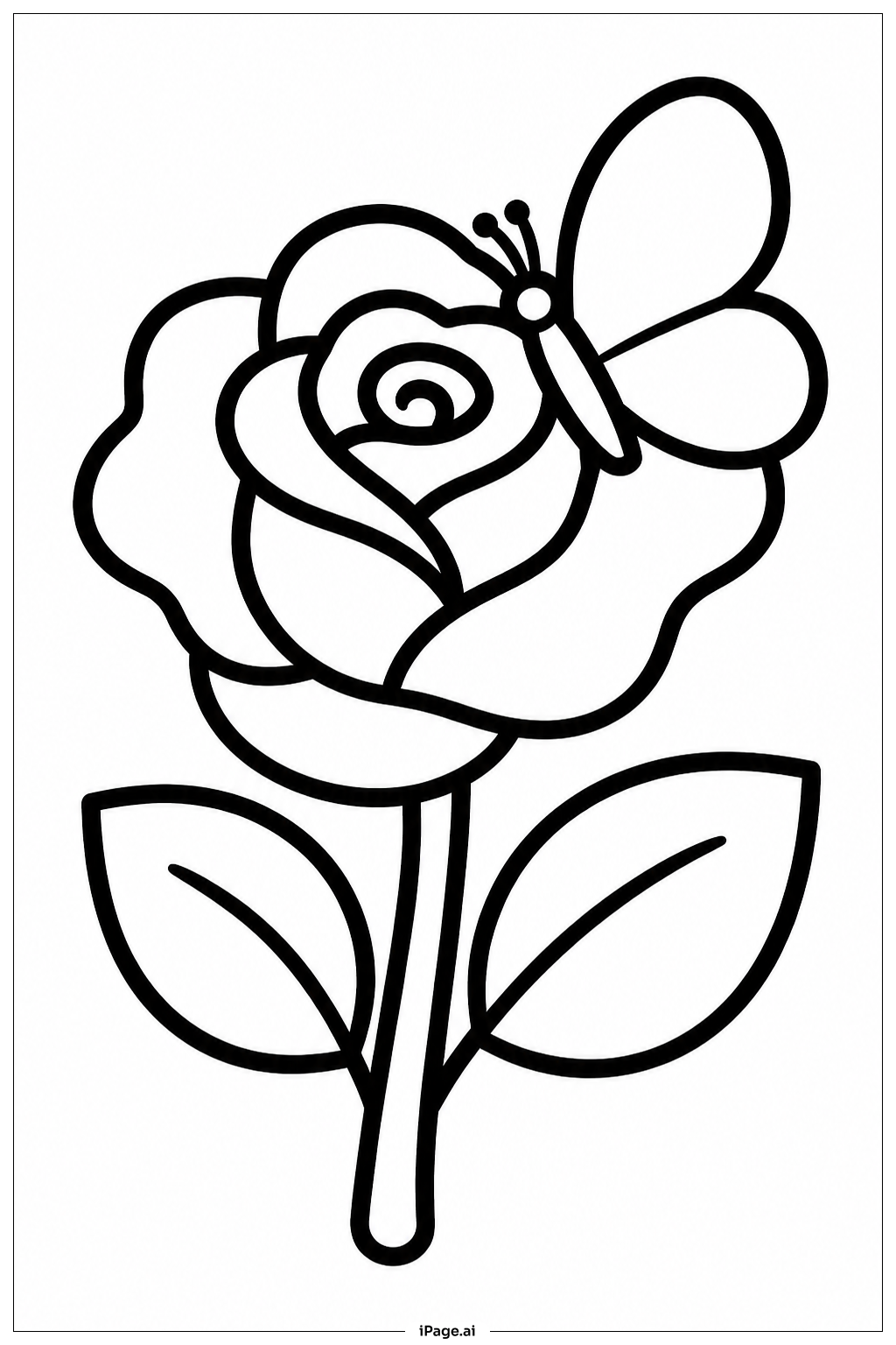 蝶と薔薇の塗り絵ページ