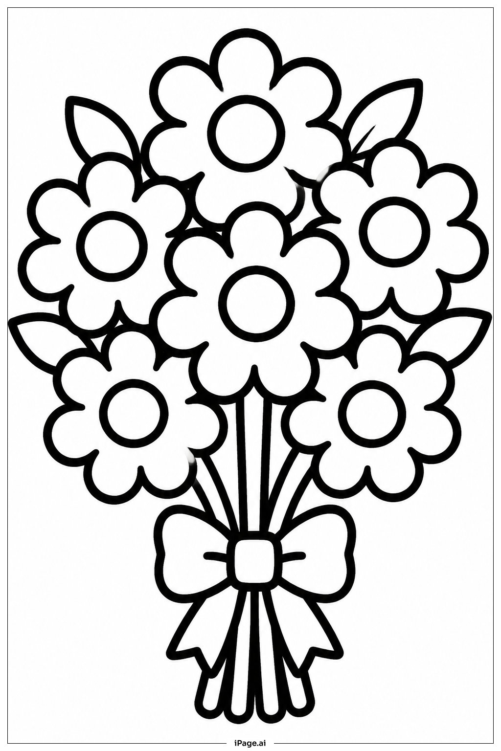 Round Daisy Flower Bouquet Coloring Page
