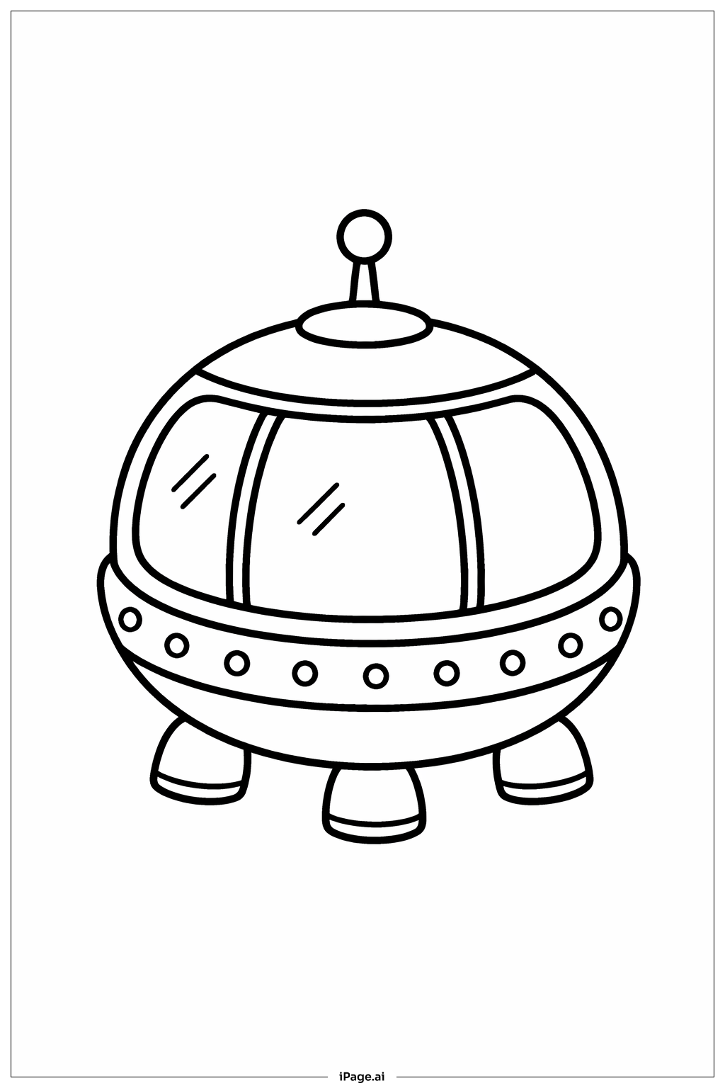 丸い宇宙船ポッドの塗り絵ページ