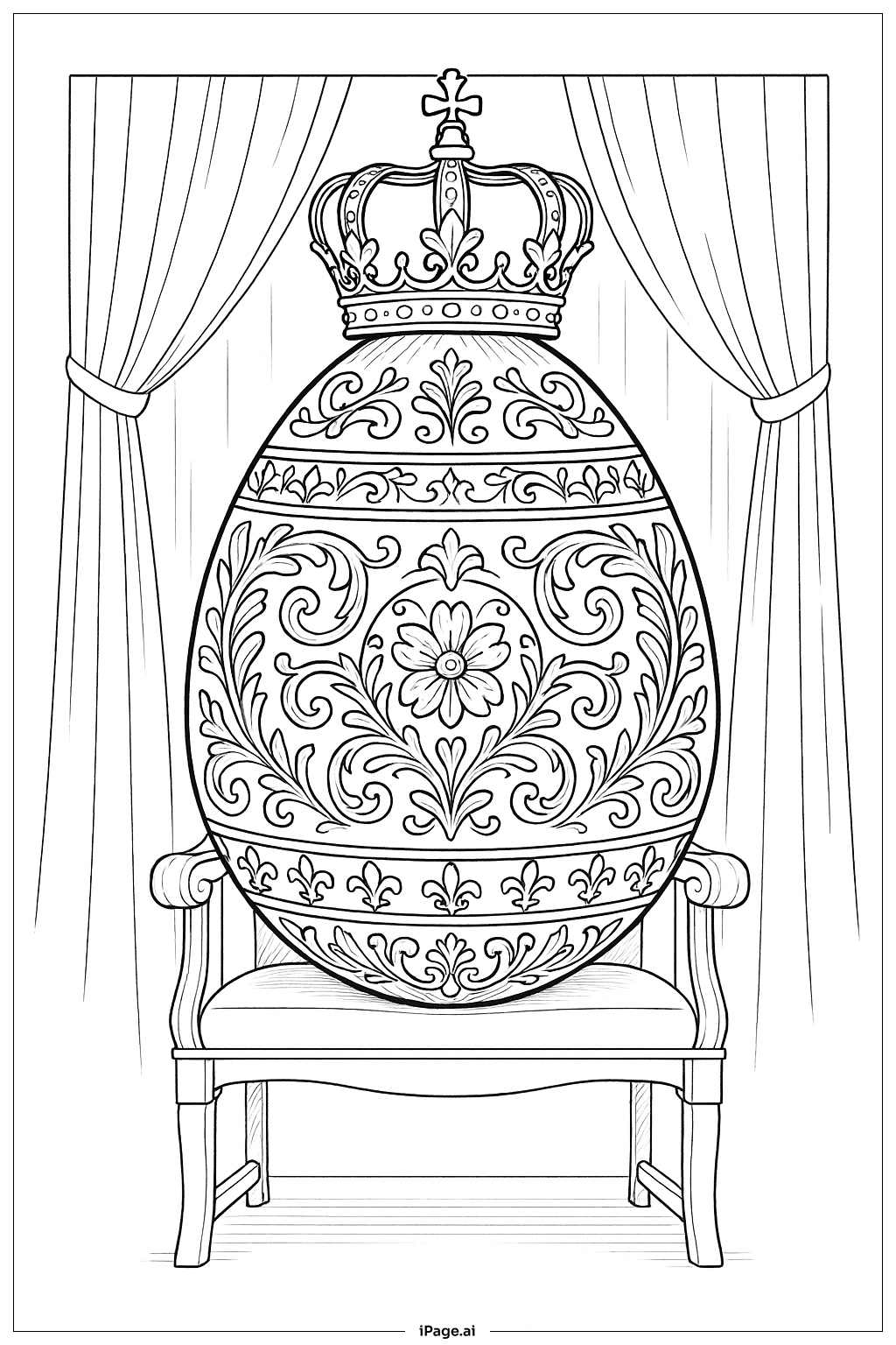 Royal Egg With Crown Coloring Page