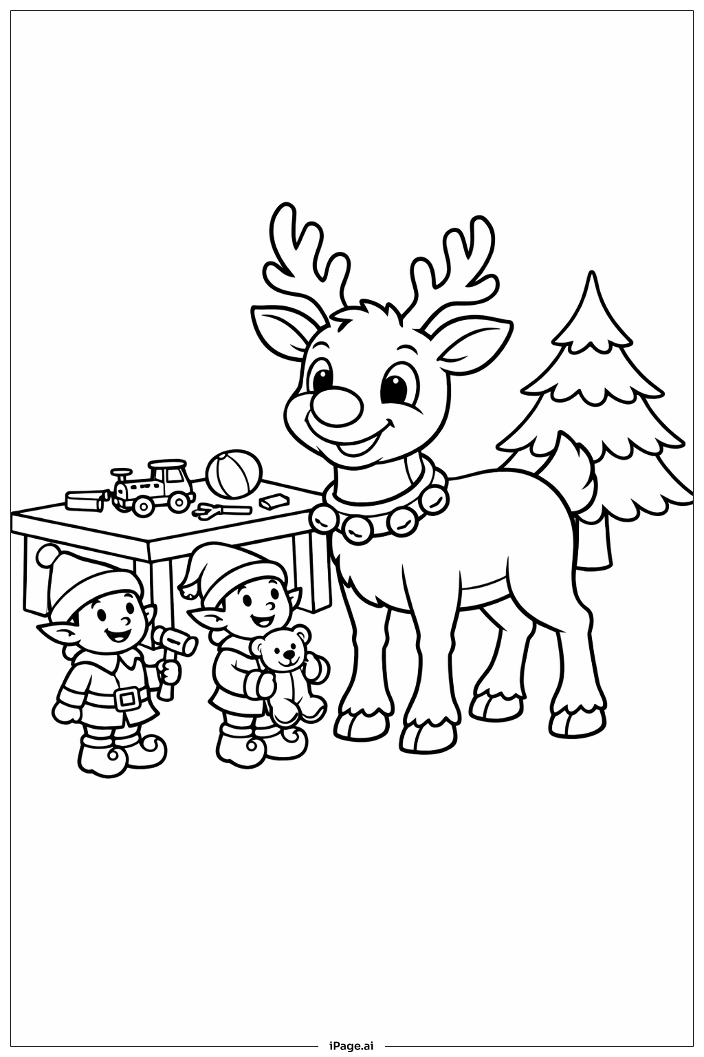  Page de coloriage Rudolph et les Lutins 