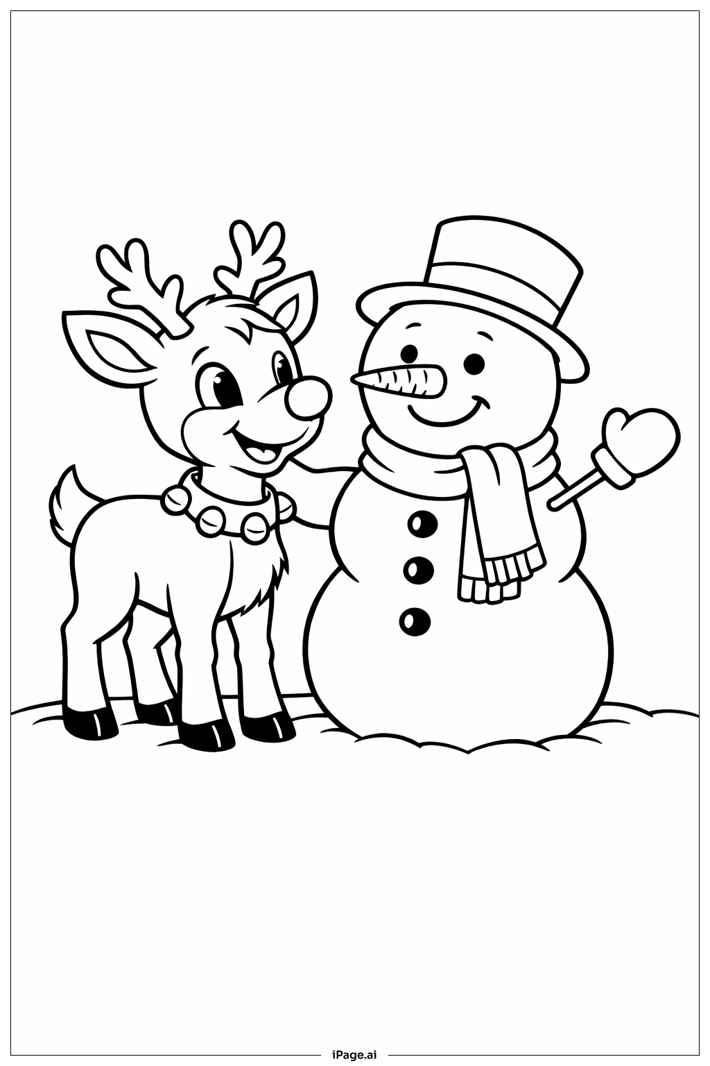  Page de coloriage Rudolph et le Bonhomme de Neige 