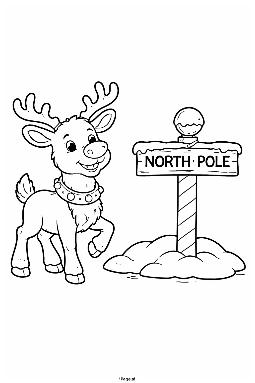  Page de coloriage Rudolph au pôle Nord 