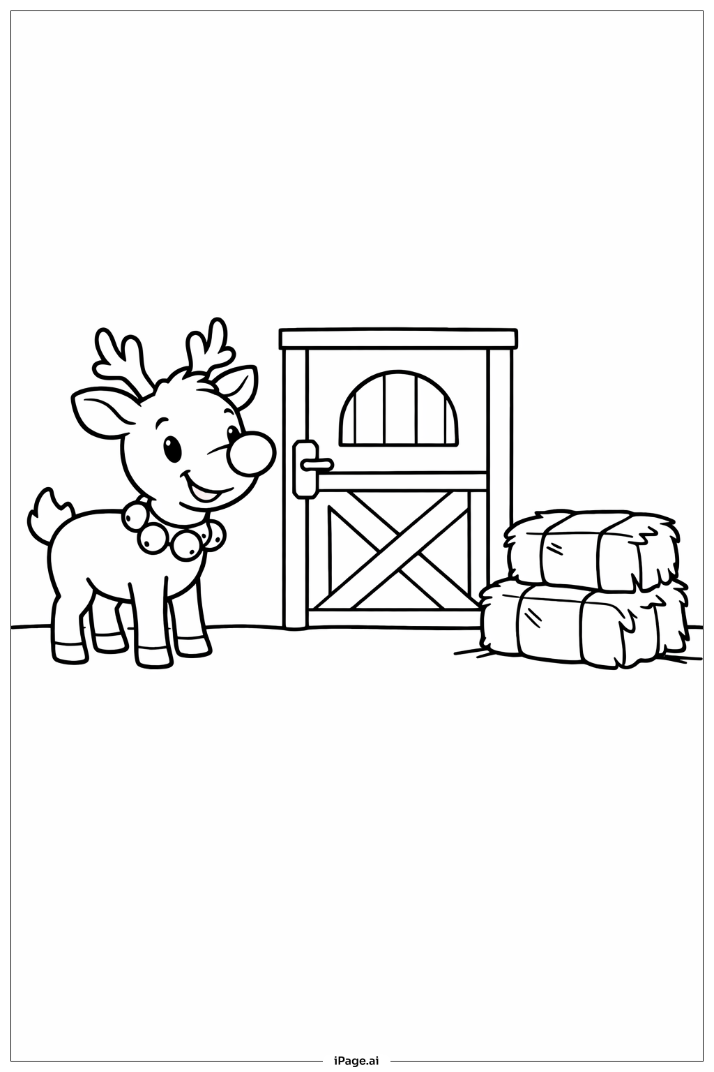  Page de coloriage Rudolph à l'écurie 