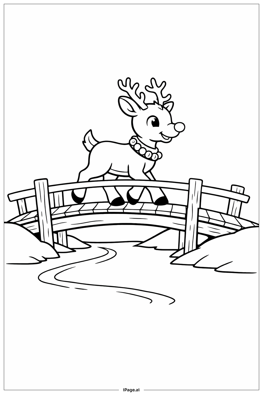  Page de coloriage Rudolph traverse le pont 