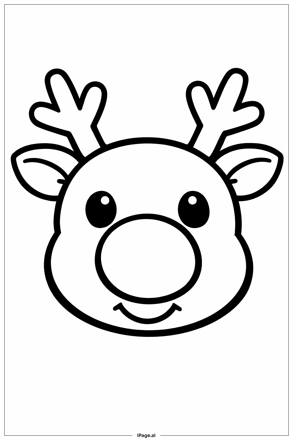  Page de coloriage Gros plan sur le visage de Rudolph 