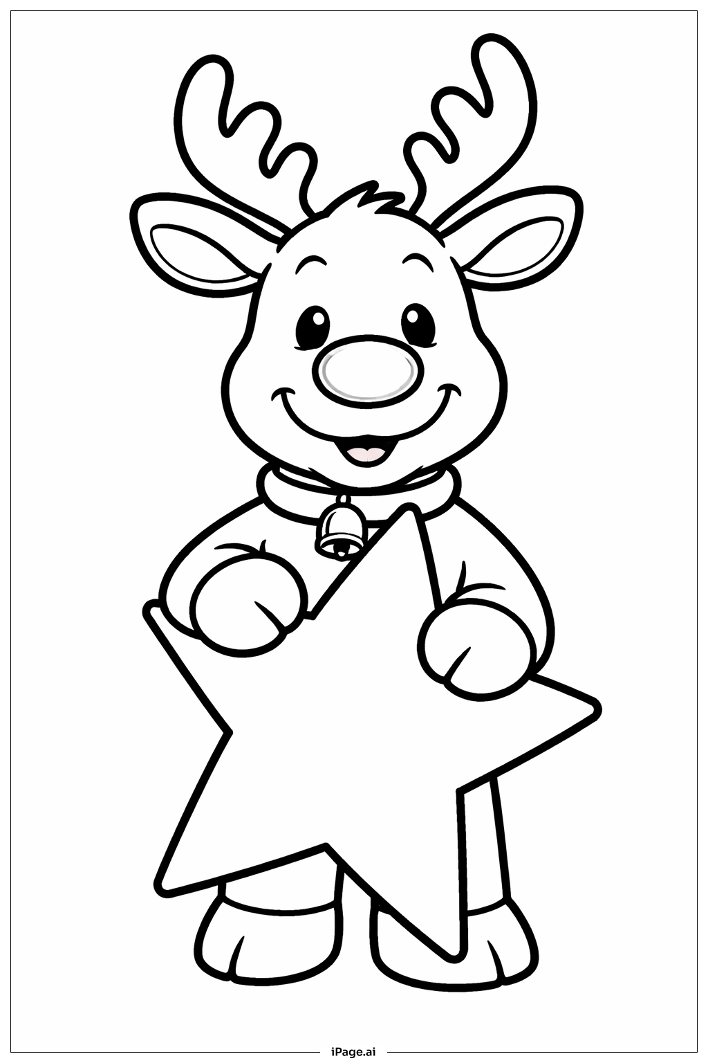  Page de coloriage Rudolph tenant une étoile 