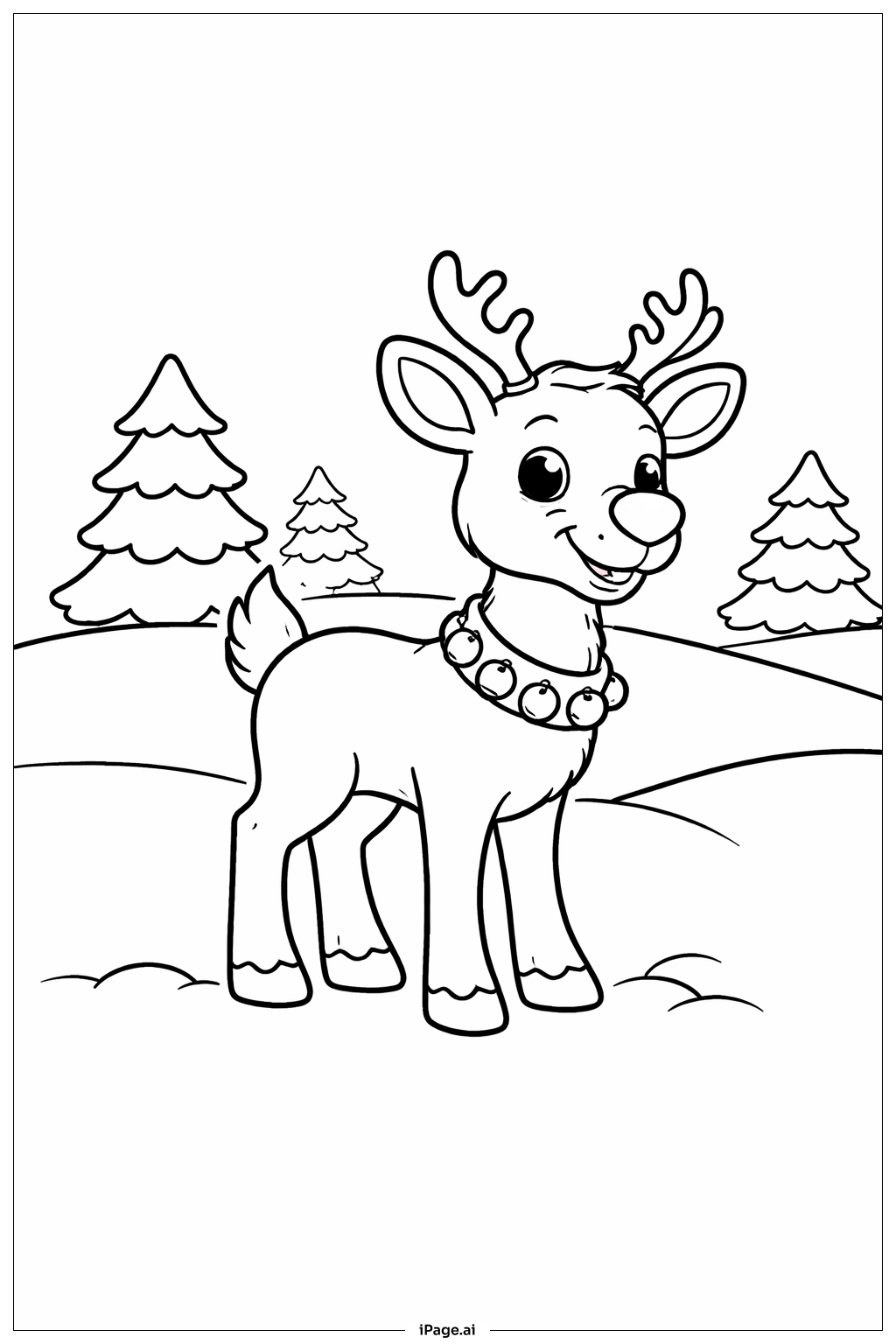 Page de coloriage Rudolph dans le champ enneigé 