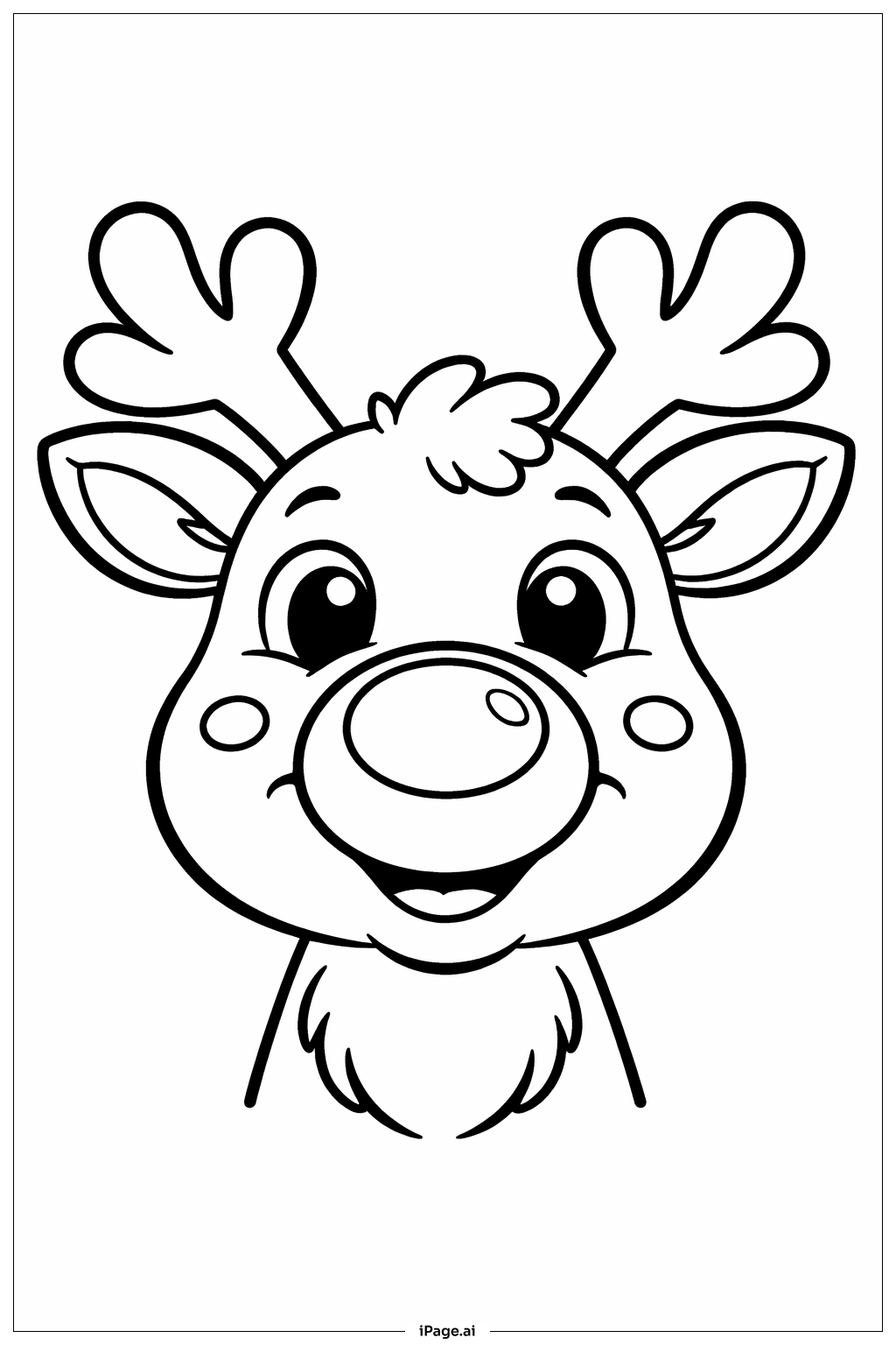  Page de coloriage Gros plan sur le nez de Rudolph 