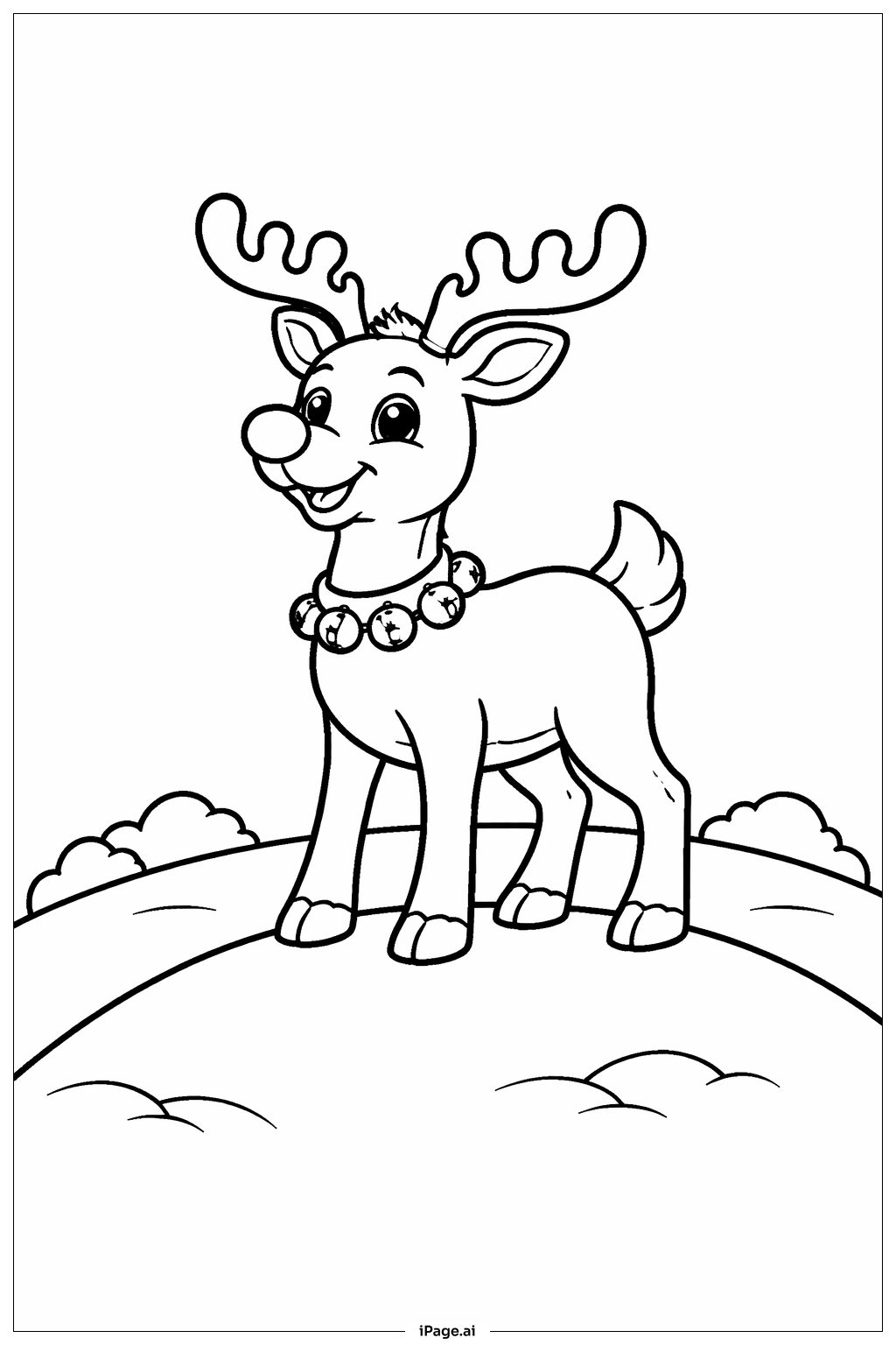  Page de coloriage Rudolph sur la colline 