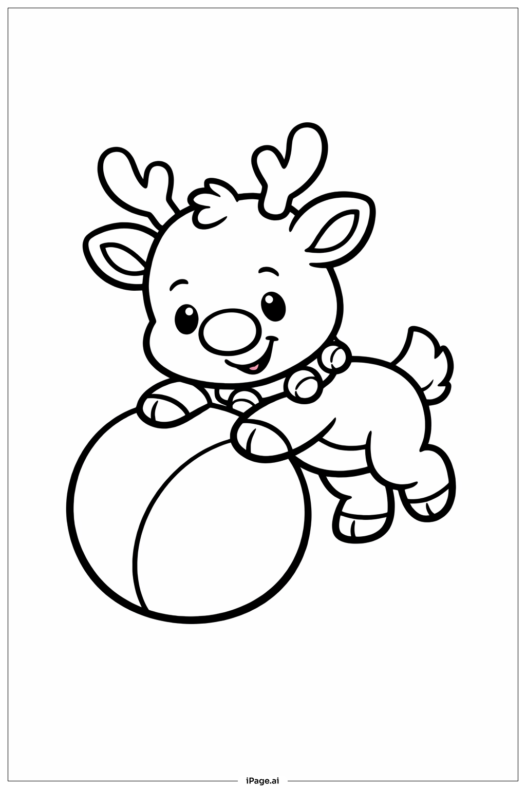  Page de coloriage Rudolph joue avec une balle 