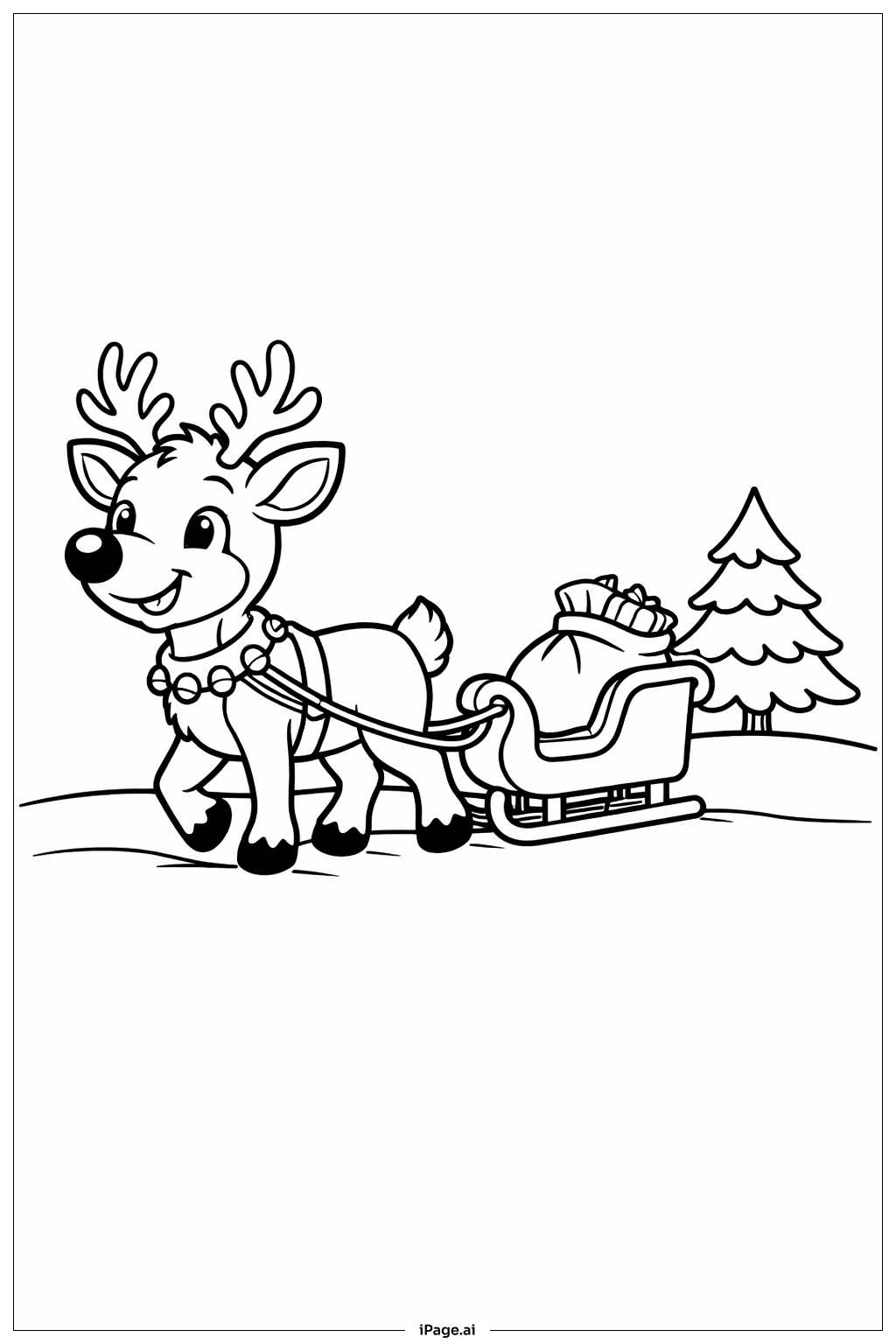  Page de coloriage Rudolph tirant le traîneau 