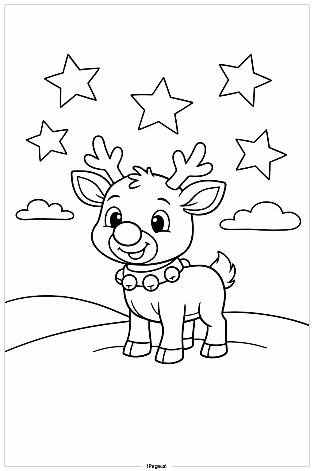  Page de coloriage Rudolph sous les étoiles 