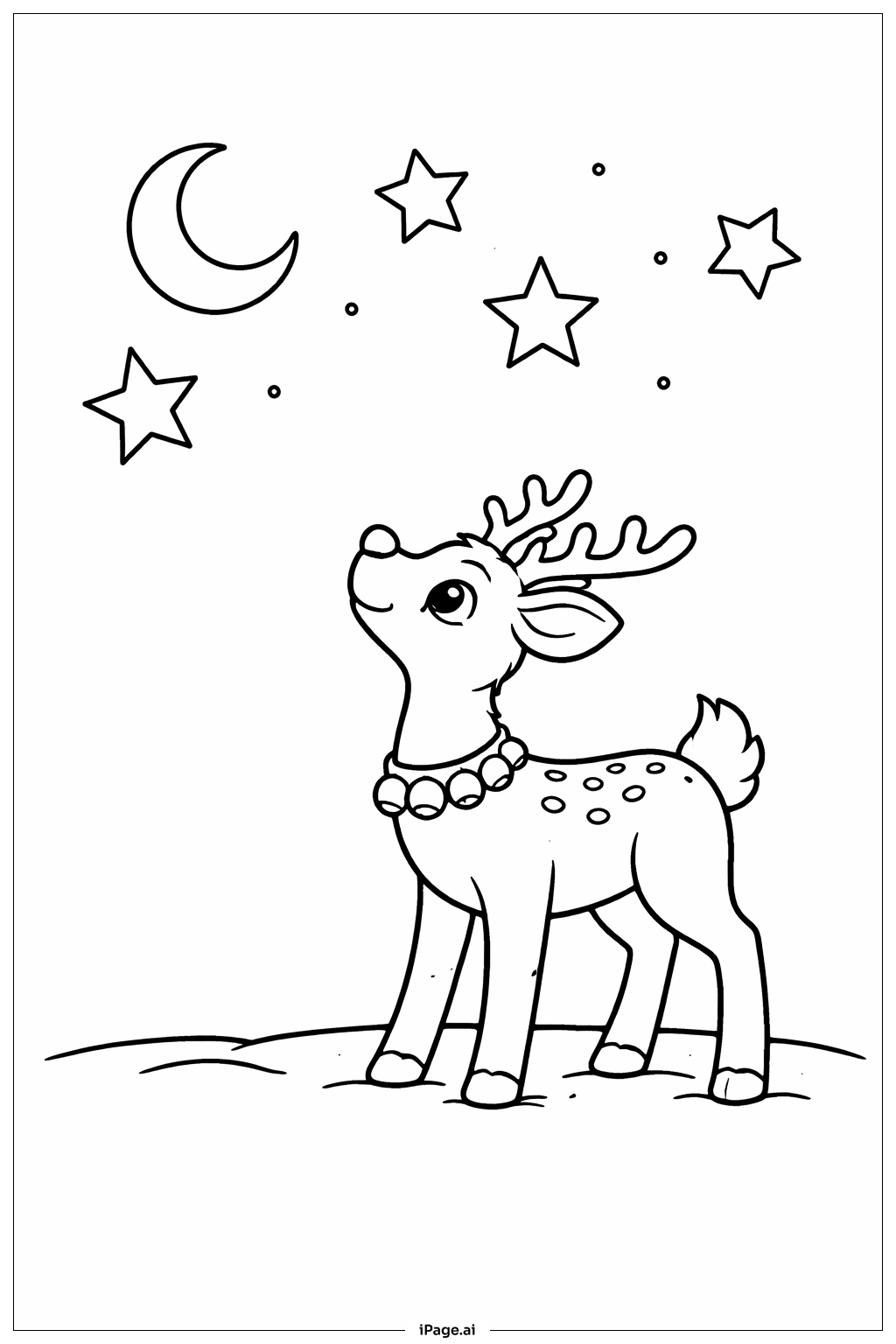  Page de coloriage Rudolph regardant le ciel 