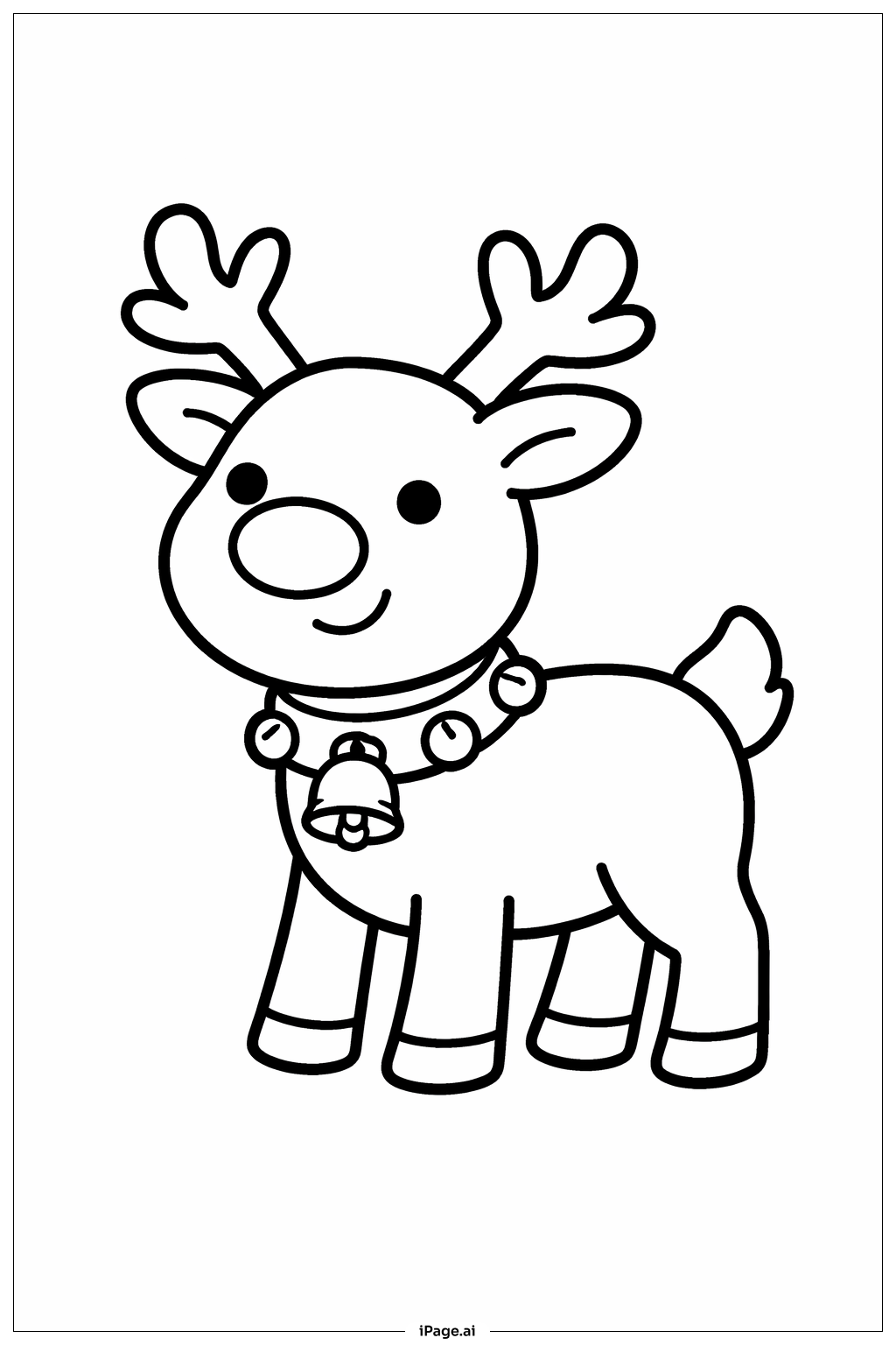  Page de coloriage Rudolph Avec Cloche 