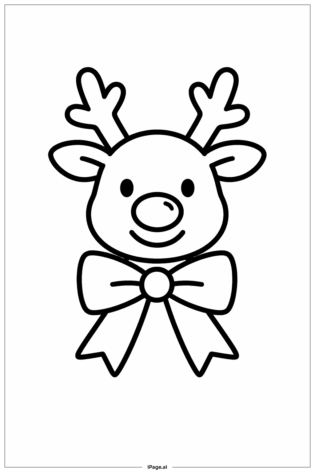  Page de coloriage Rudolph Avec Nœud 