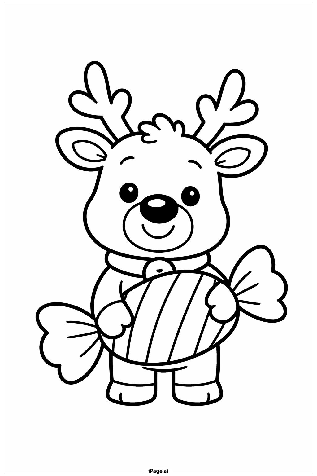  Page de coloriage Rudolph avec des bonbons 