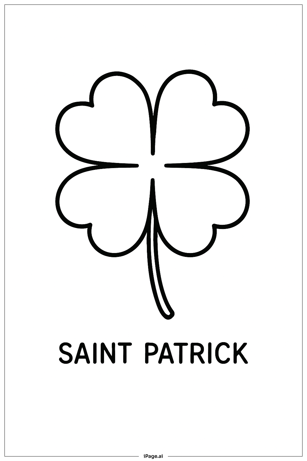  세인트 패트릭 큰 네잎 클로버 색칠공부 페이지 