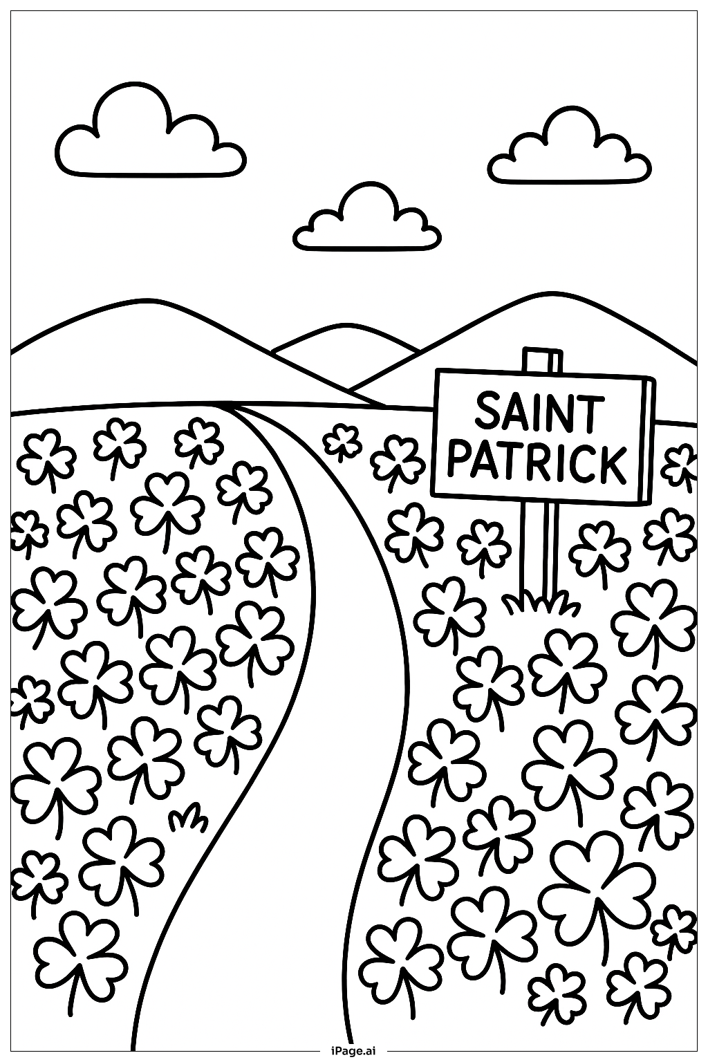  성 패트릭 클로버 밭 색칠공부 페이지 