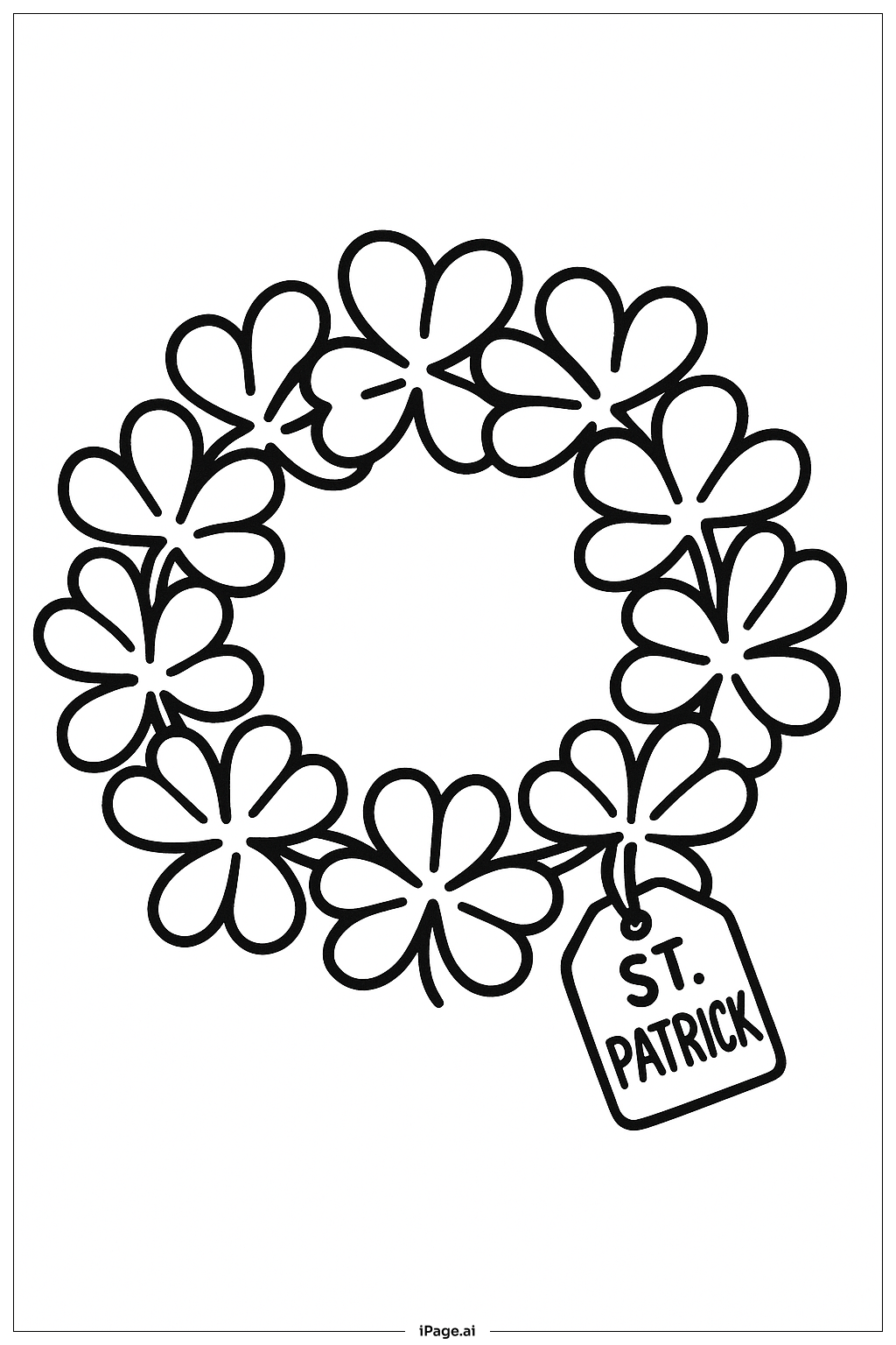  성 패트릭 클로버 화환 색칠공부 페이지 