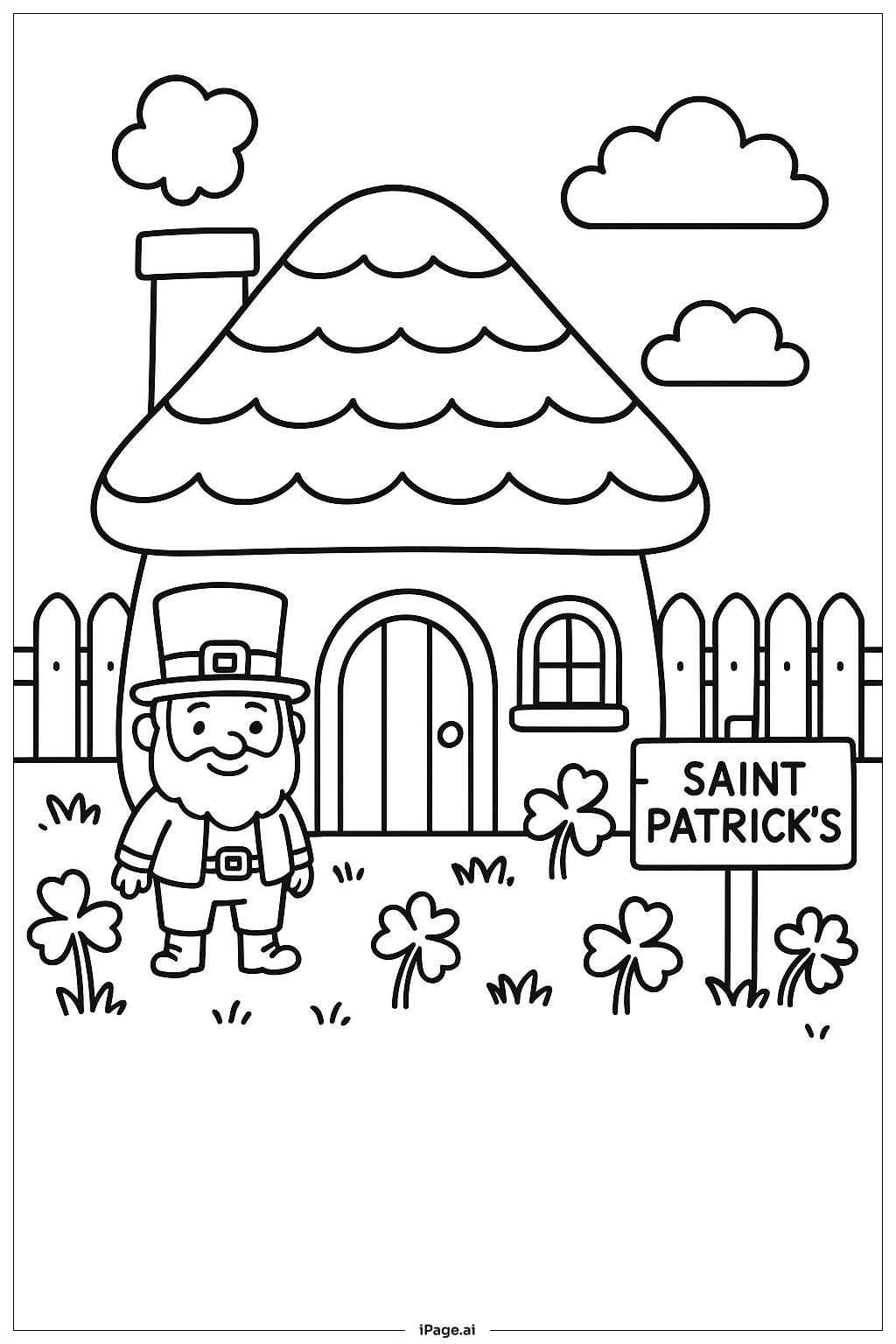  성 패트릭 요정 집 색칠공부 페이지 