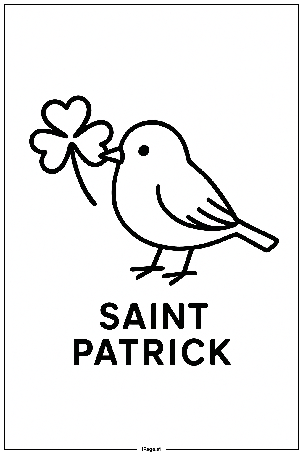  성 패트릭 작은 새와 클로버 색칠공부 페이지 