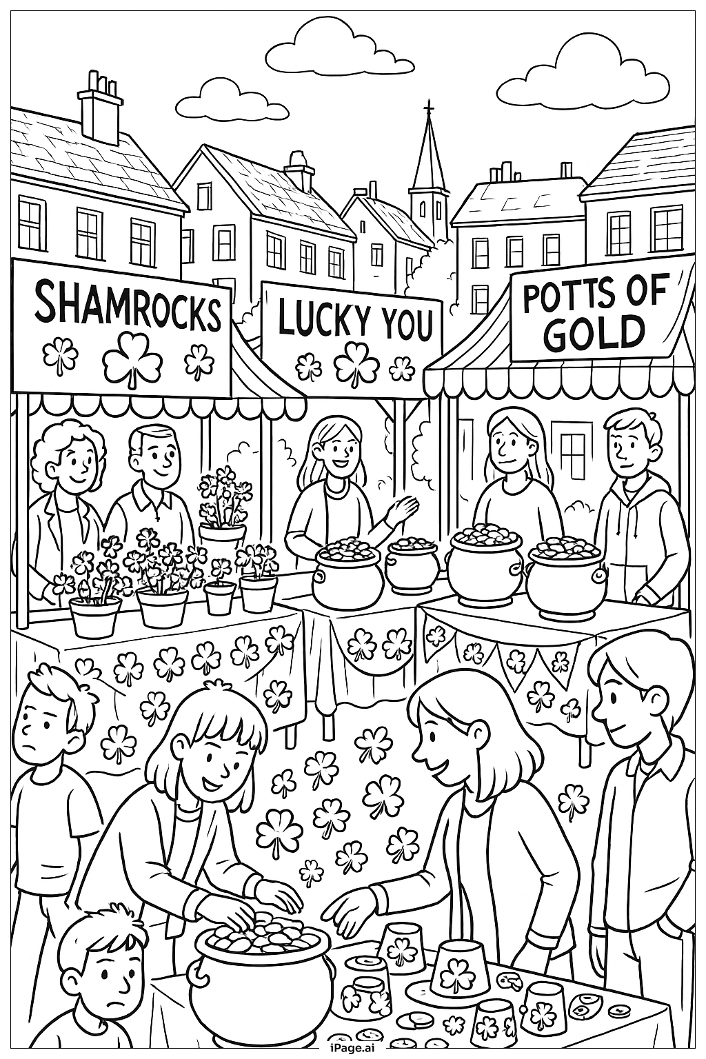  Página para colorear de Día de Mercado de San Patricio 