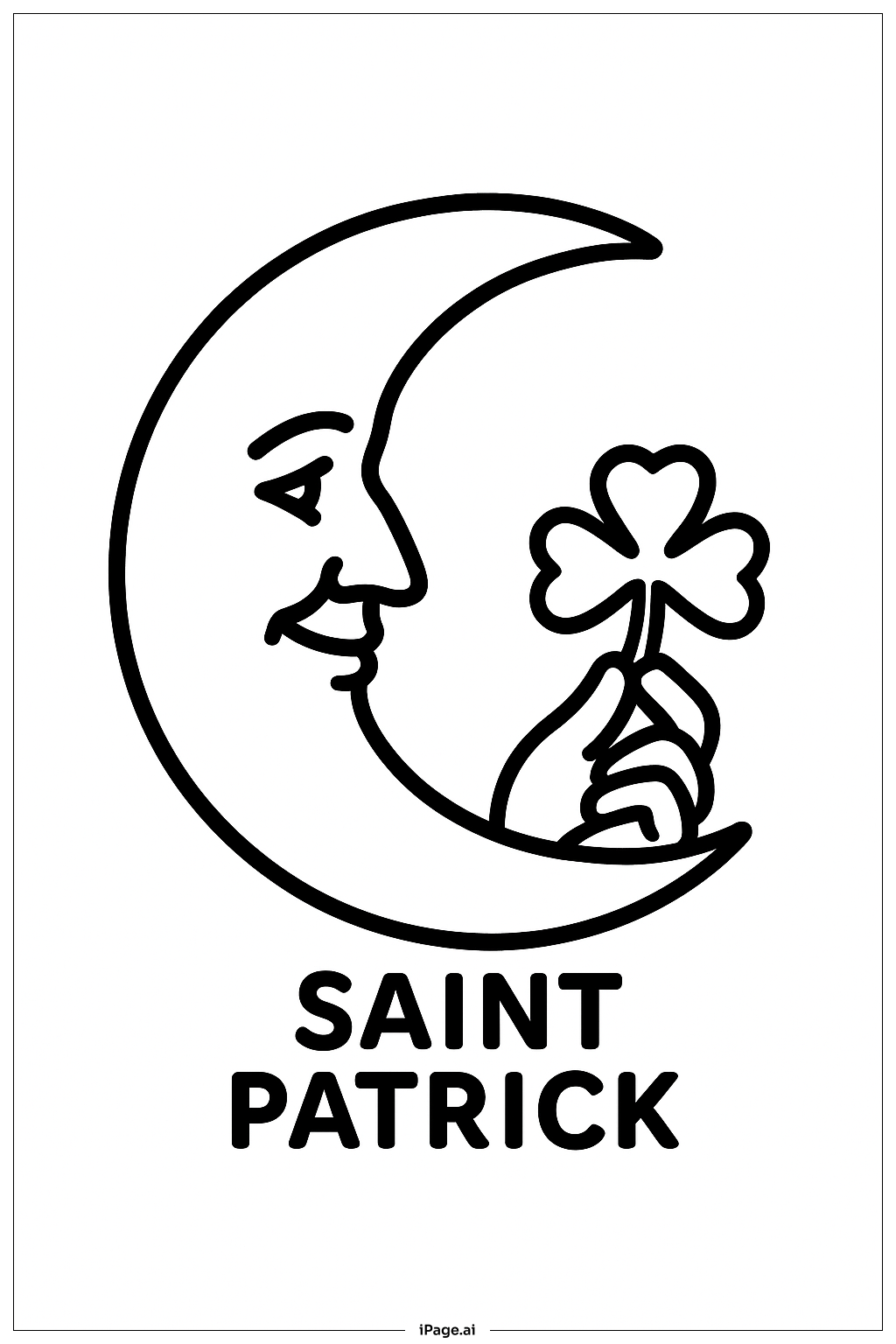  세인트 패트릭 달과 클로버 색칠공부 페이지 