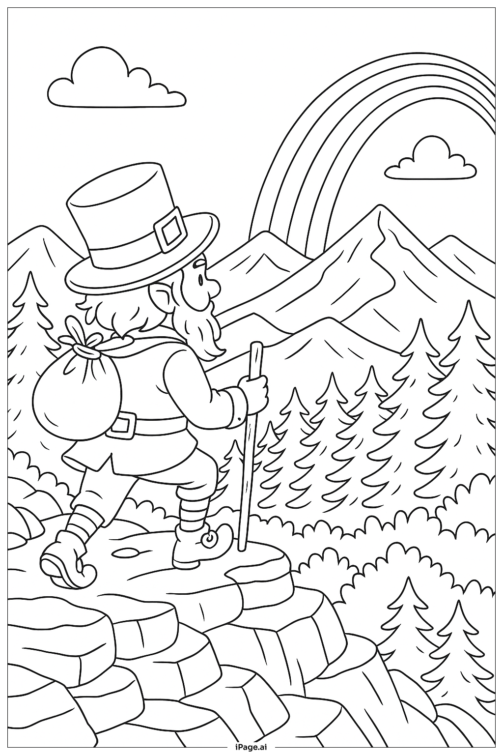  セントパトリック山の旅の塗り絵ページ 