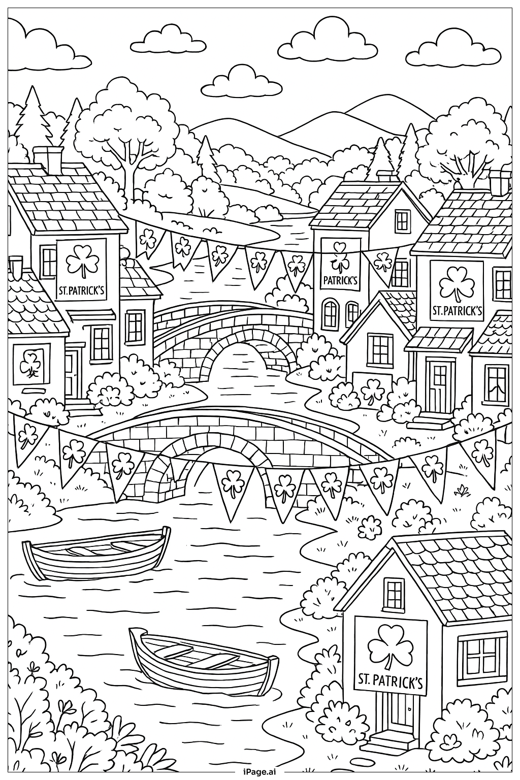  세인트 패트릭 강 마을 색칠공부 페이지 