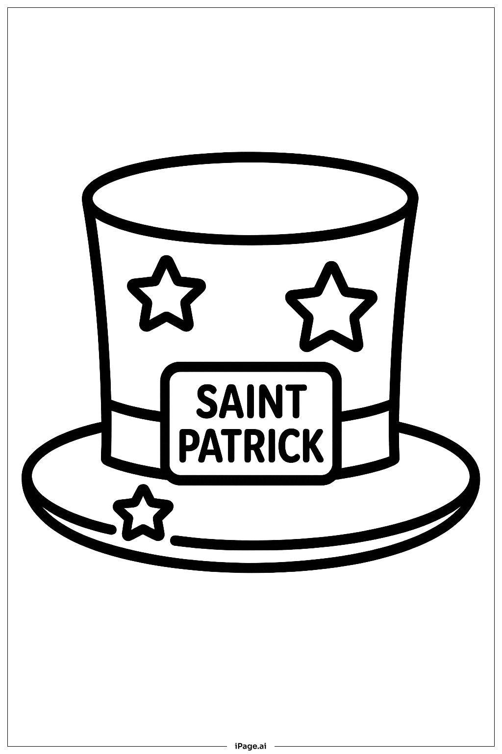  세인트 패트릭 심플 퍼레이드 모자 색칠공부 페이지 