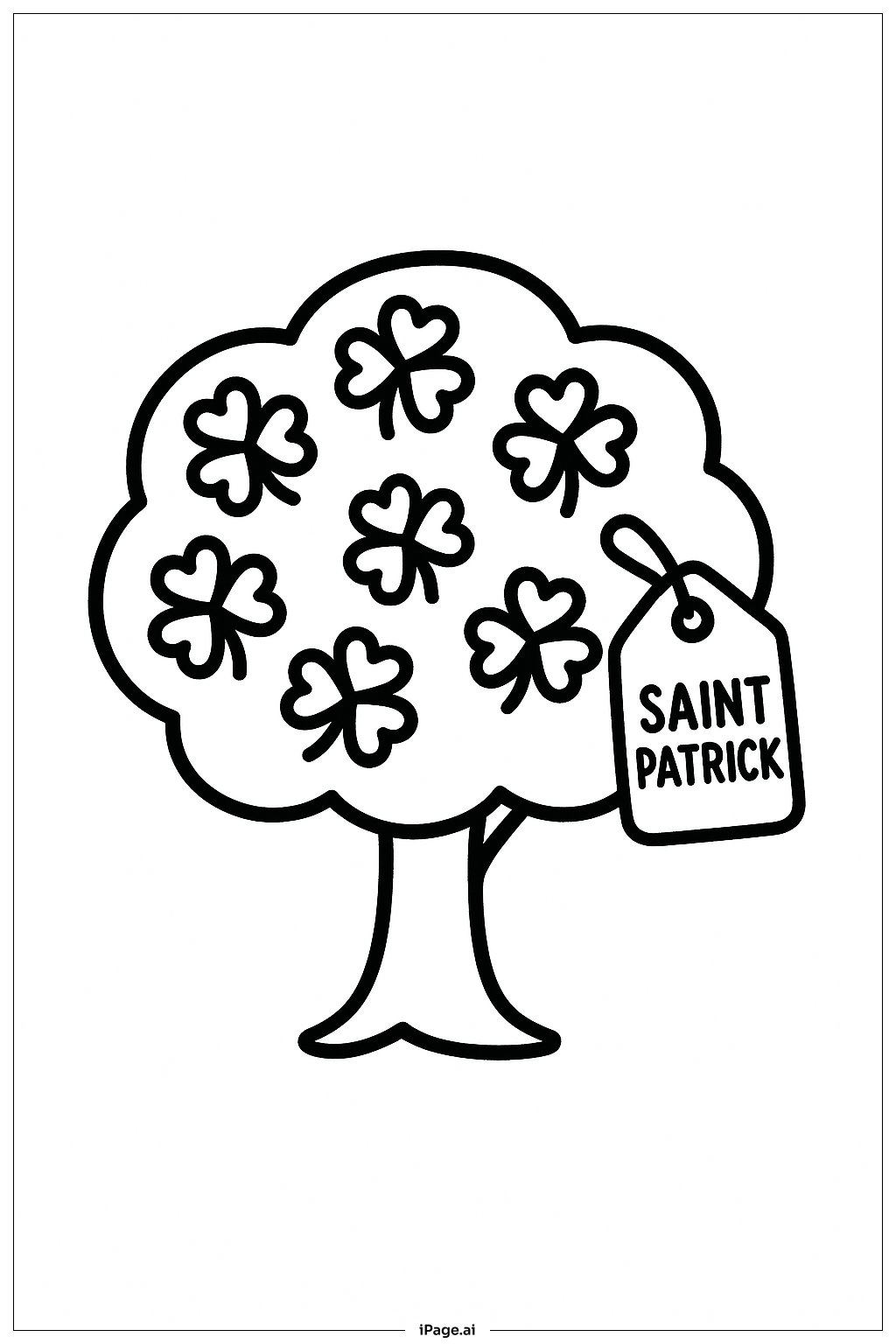  세인트 패트릭 단순 나무 색칠공부 페이지 