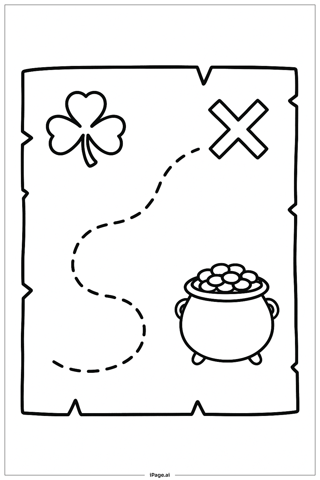  세인트 패트릭 보물 지도 색칠공부 페이지 