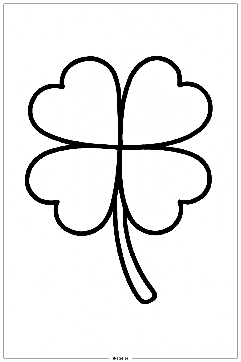  セントパトリックスデーの大きなラッキークローバーの塗り絵ページ 