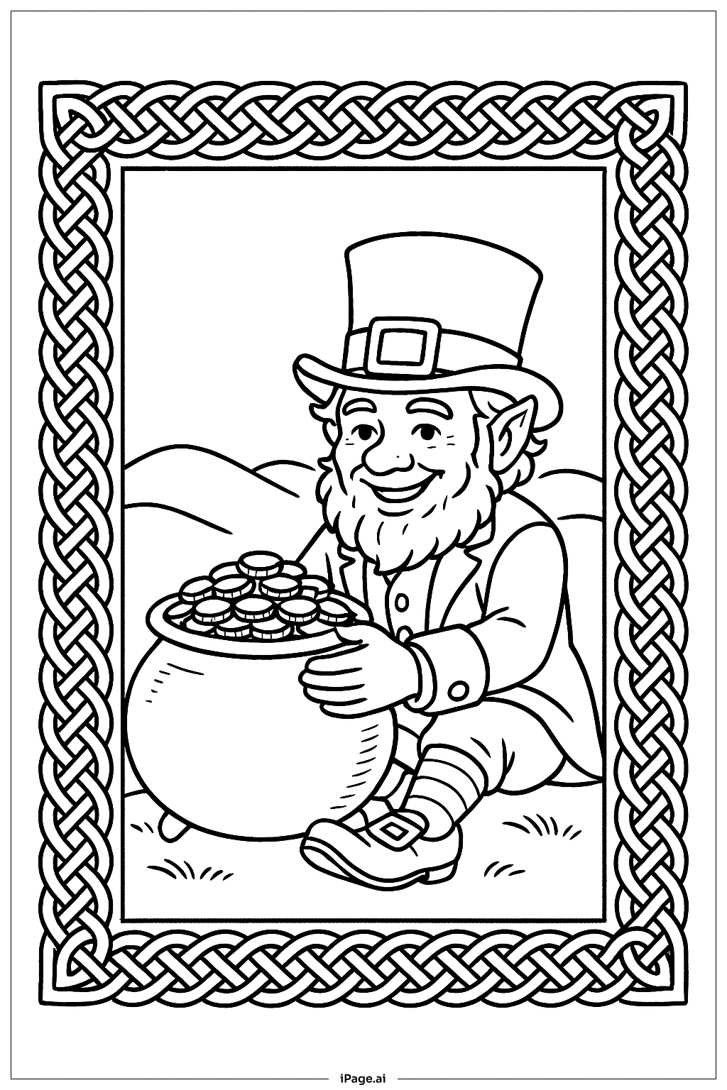  Saint Patricks Day Celtic Knot Border Scene Coloring Page 