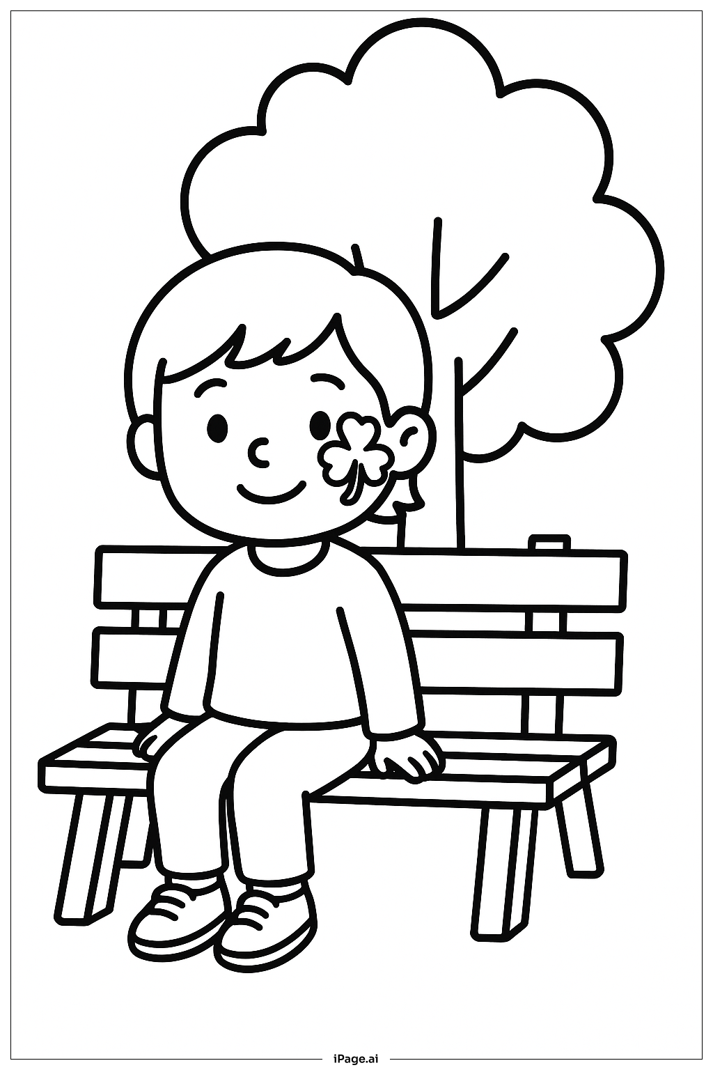  フェイスペイントをしたセントパトリックスデーの子供の塗り絵ページ 