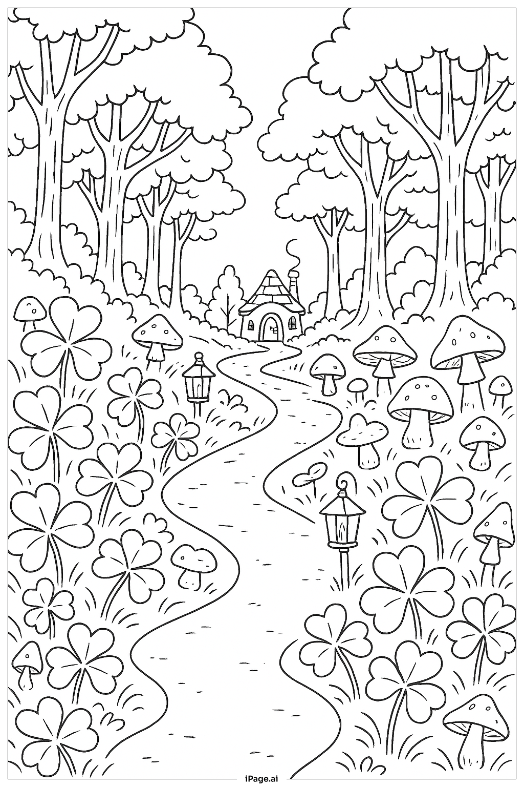  Saint Patricks Day Fairy Forest Path Coloring Page 
