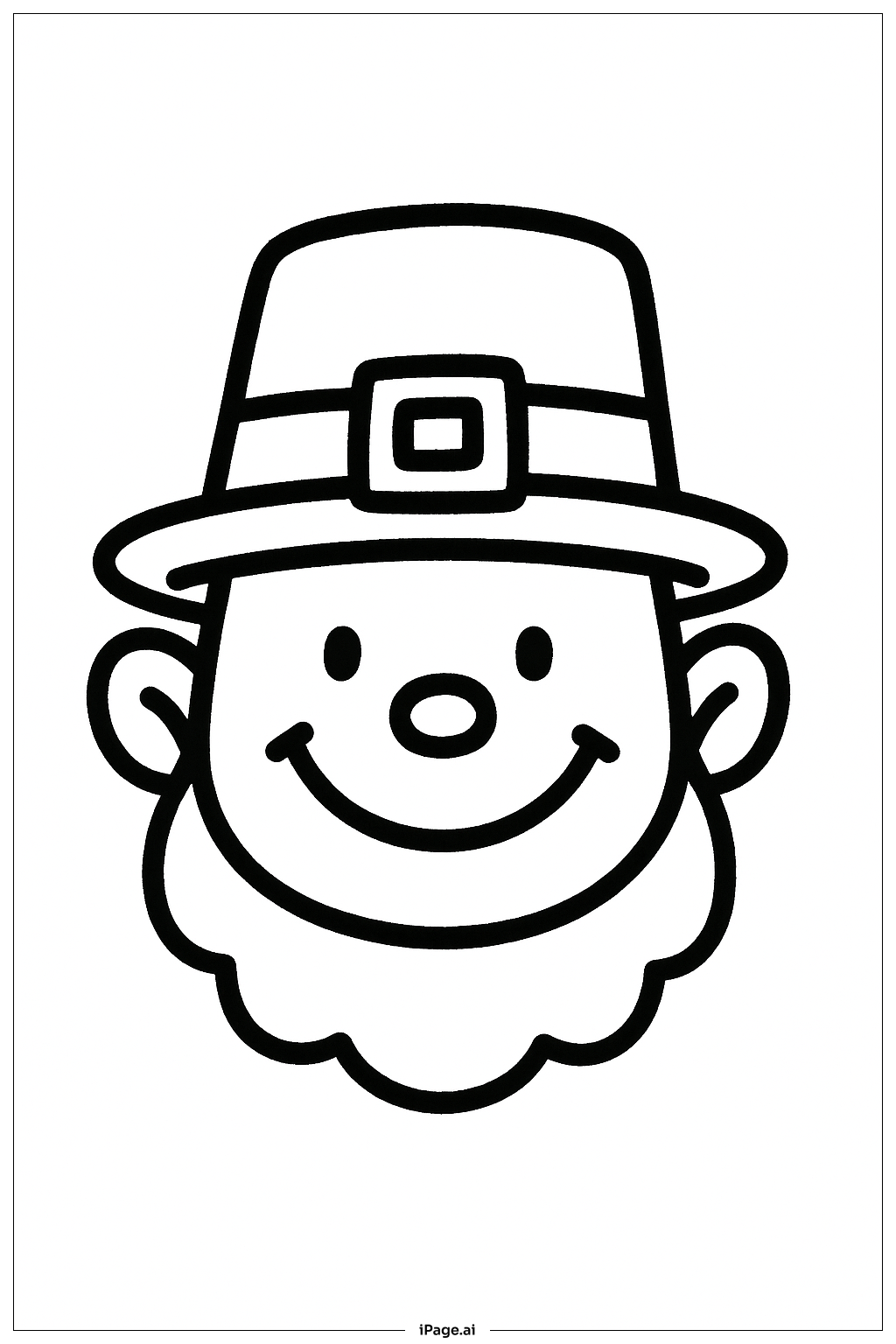  セントパトリックスデーのハッピーなレプラコーンの顔の塗り絵ページ 