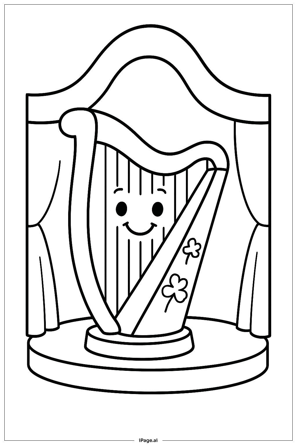  Saint Patricks Day Harp On Stage Coloring Page 