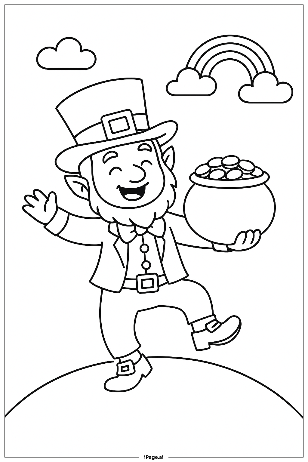  セントパトリックスデーのレプラコーンダンスの塗り絵ページ 