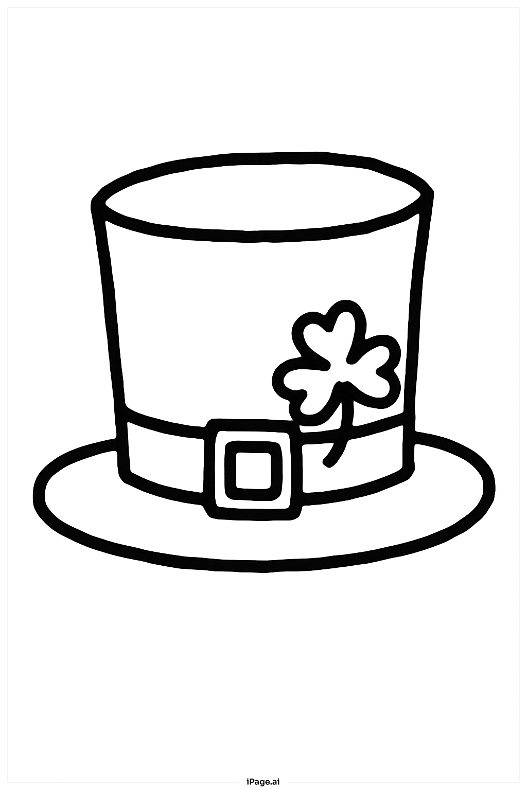  セントパトリックスデーのレプラコーンハットの塗り絵ページ 