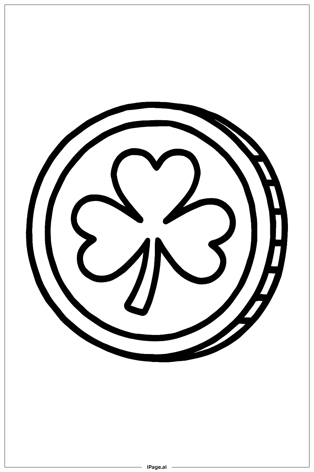  セントパトリックスデー ラッキーコインの塗り絵ページ 