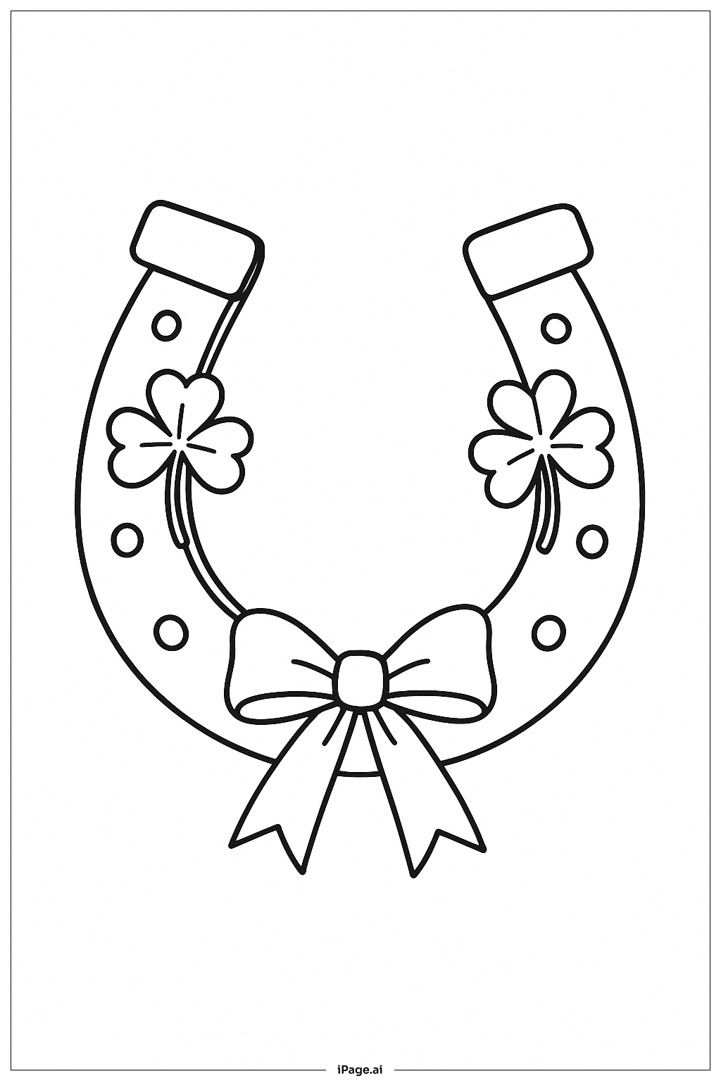  セントパトリックスデーのラッキーホースシューの塗り絵ページ 