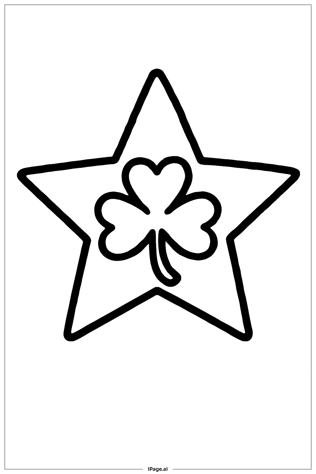  セントパトリックスデイのラッキースターの塗り絵ページ 