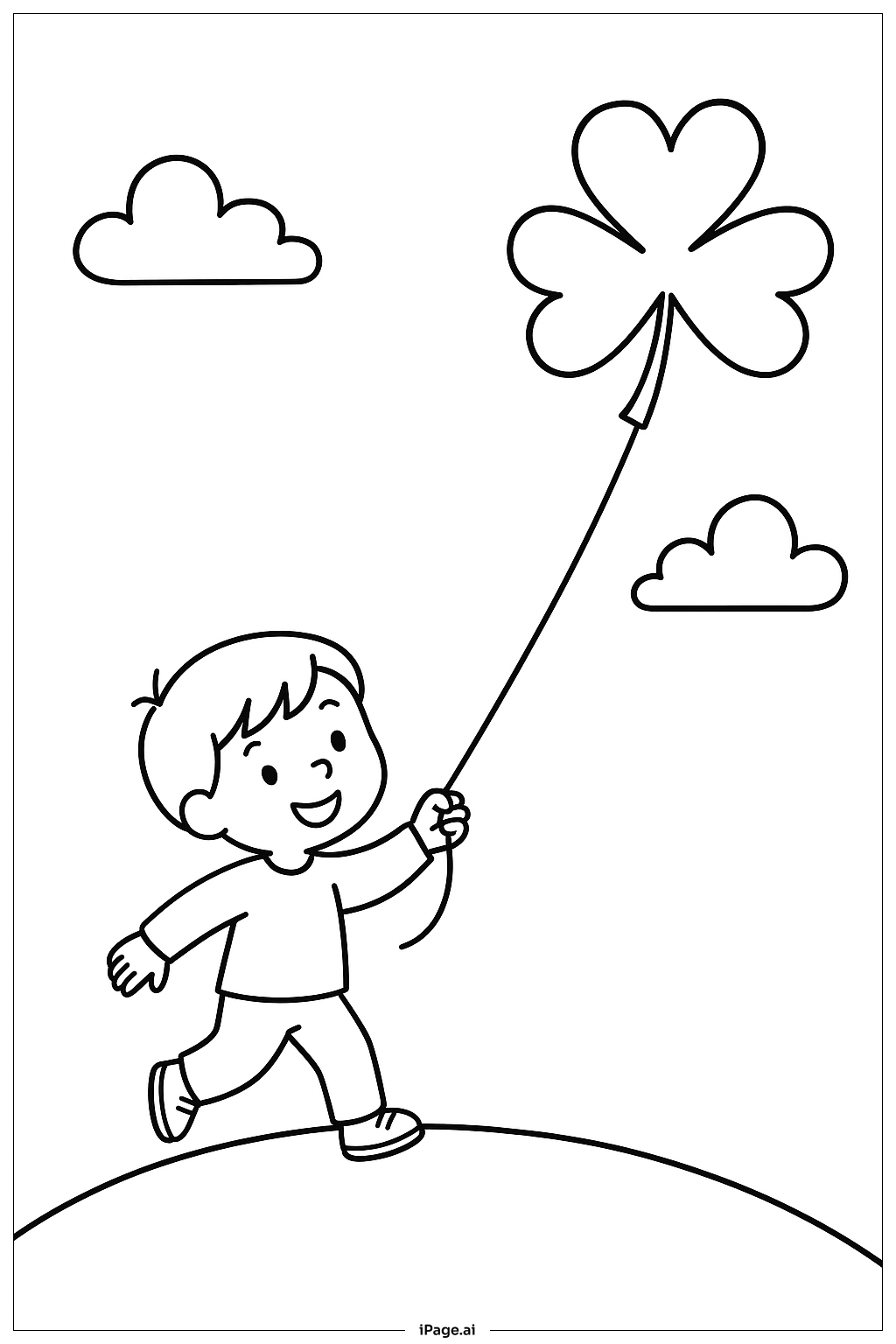  セントパトリックスデー シャムロック凧の塗り絵ページ 