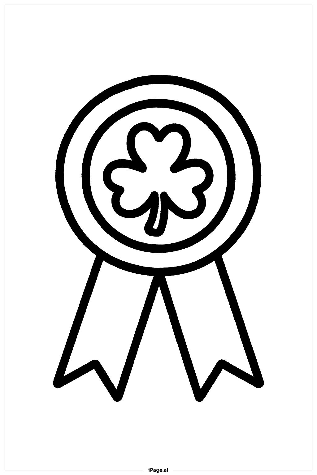  セントパトリックスデーシンプルリボンバッジの塗り絵ページ 