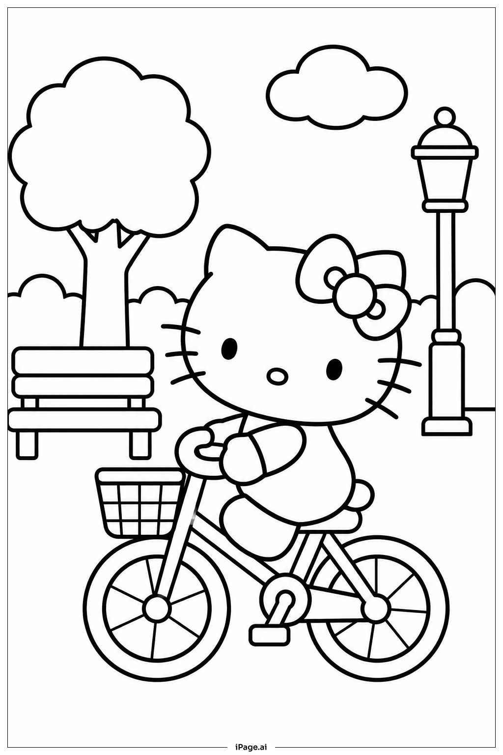 Sanrio Fahrradfahrt Ausmalseite
